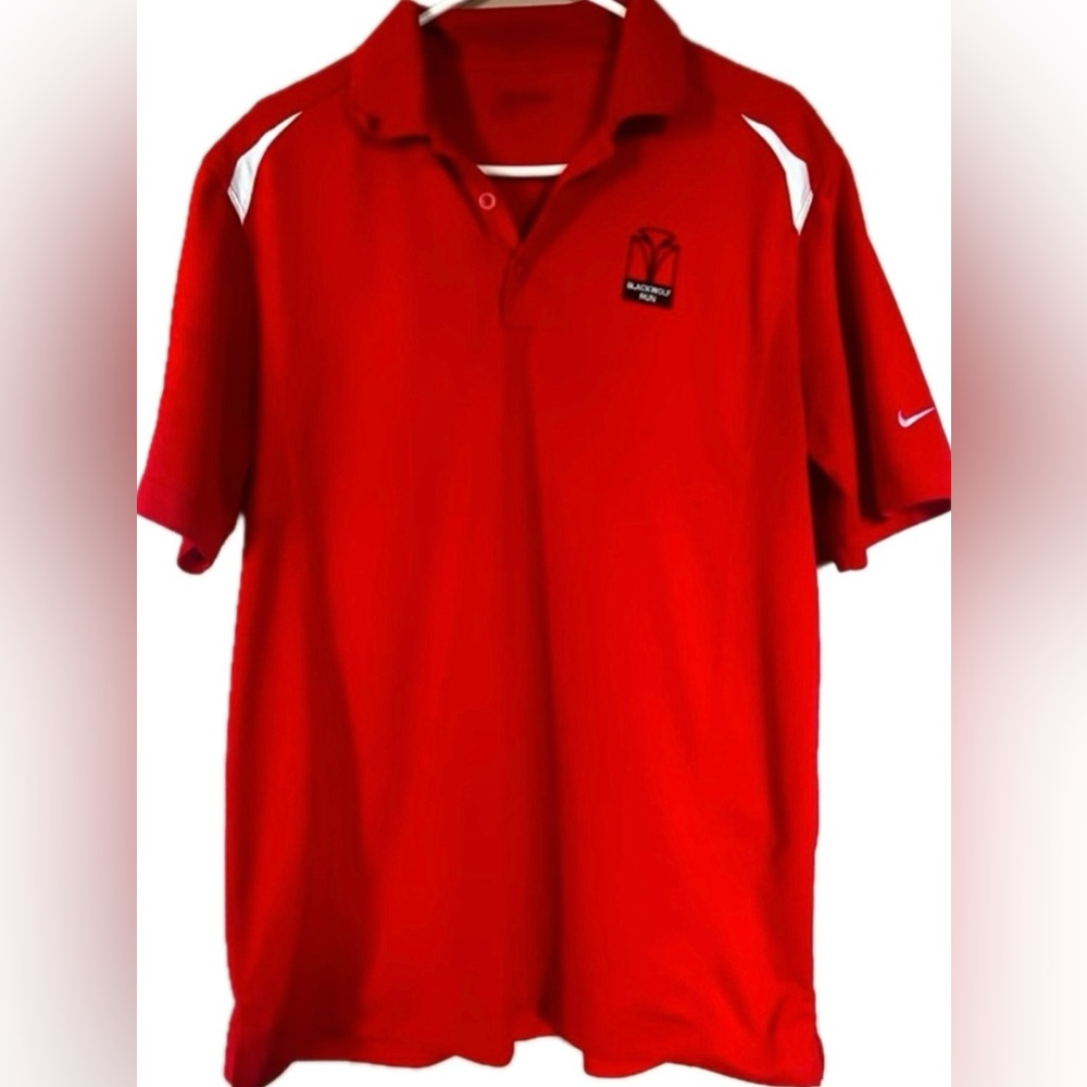 Nike red Golf polo shirt with Blackwolf Run logo. Mens size Large